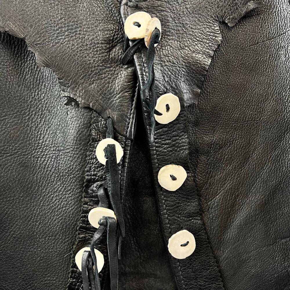 Black Leather Corset Lace Up Renaissance Pirate size S - Picture 4 of 7
